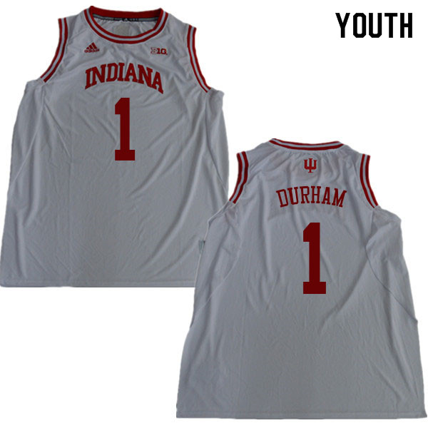Youth #1 Aljami Durham Indiana Hoosiers College Basketball Jerseys Sale-White - Click Image to Close